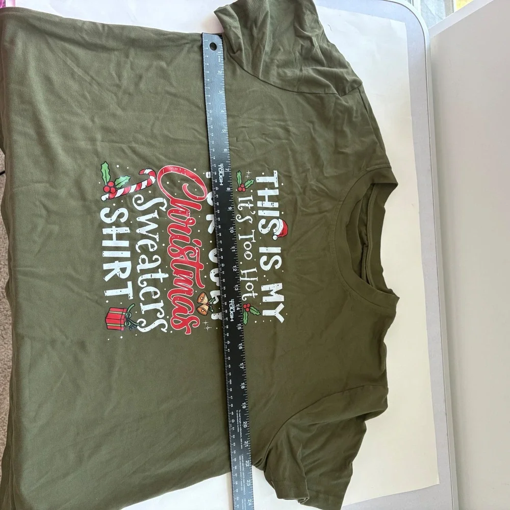 Christmas T-Shirt Funny Holiday Tee Too Hot For Ugly Sweaters 1XL‎ - Picture 6 of 7